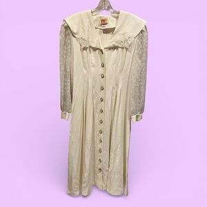 Creamy vintage 80s sweet angel lace fairy maxi dress prairie sailor milkmaid